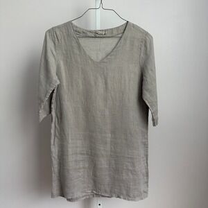 Alessia‎ Pacini 100% Linen Tunic Dress size M Made in Italy Casual Minimalist